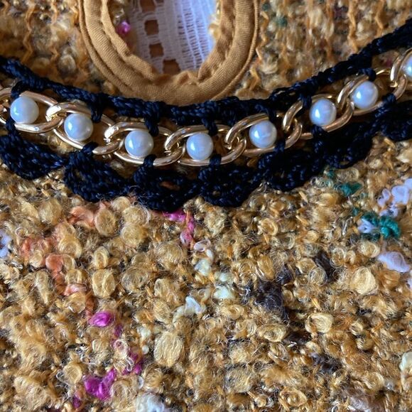 Zara Mustard Yellow Plaid Tweed Wool Blend Embellished Short Sleeve Top Sz 4 NWT - Picture 14 of 14